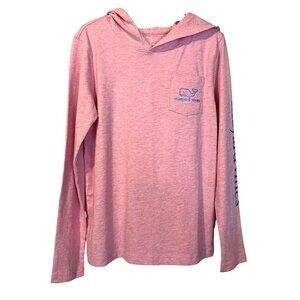 Vineyard Vines Boy's Pink Long Sleeve Hooded Shirt M Preppy Beach Coastal